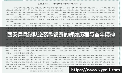 西安乒乓球队逆袭欧锦赛的辉煌历程与奋斗精神